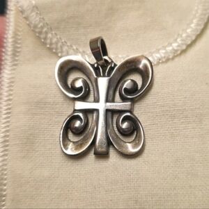 Retired James Avery Sterling 925 Resurrection Butterfly Cross Pendant